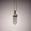 White Crystal with Gold Rim Necklace